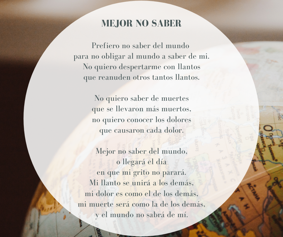 Poema Mejor no saber